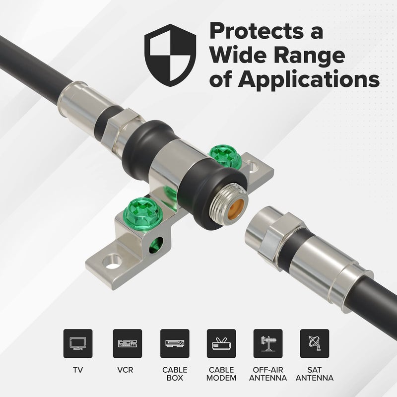 THE CIMPLE CO موصلات كابل التوصيل CIMPLE CO، تردد عالي 3GHz، كتلة تأريض، موسع توصيل، RG6، منفذ واحد، أغطية مانعة للتسرب، نوع F، هوائي، طبق قمر صناعي، تلفزيون كابل، تأريض - Image 5